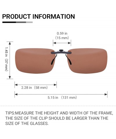 Polarized Clip on Sunglasses Over Prescription Glasses Anti-Glare UV400 for Men Women Driving Travelling Outdoor Brown 58*37m...