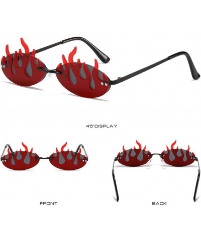 2PCS Flame Sunglasses for Women Trending Double Lens Flame Shaped Rimless Sunglasses Funny Party Dess Up Eyewear $5.60 Rimless