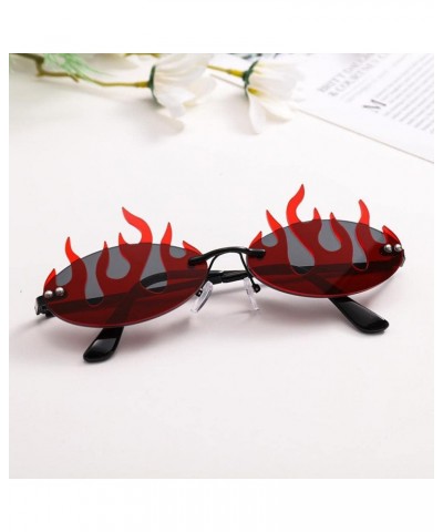 2PCS Flame Sunglasses for Women Trending Double Lens Flame Shaped Rimless Sunglasses Funny Party Dess Up Eyewear $5.60 Rimless