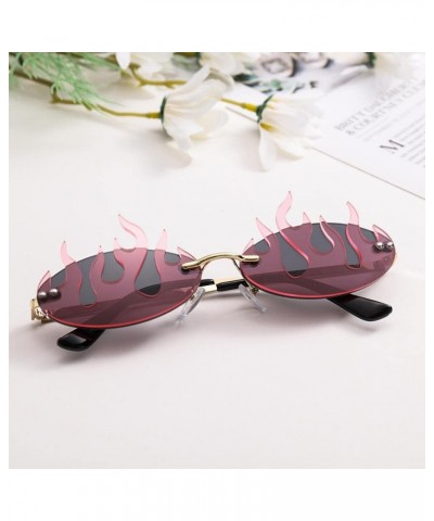 2PCS Flame Sunglasses for Women Trending Double Lens Flame Shaped Rimless Sunglasses Funny Party Dess Up Eyewear $5.60 Rimless