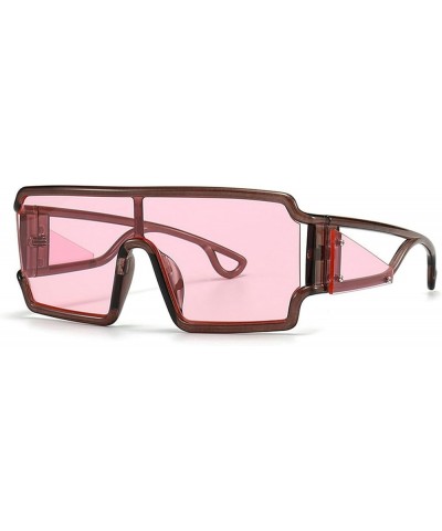 Punk One-piece Y2k Sunglasses for Women Men Square Sun Glasses Gradient Shades Eyewear Lady UV400 Pink $9.49 Designer