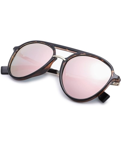 Vintage Aviator Sunglasses for Women Men 70s Flat Glasses UV400 Protection Pink+blue $25.45 Round