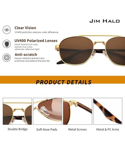 Retro Square Aviator Sunglasses Premium Glass Lens Flat Metal Eyewear Men Women 3 Gold Frame / Polarized Brown Lens $12.00 Sq...