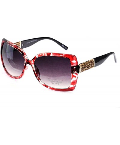 Splash Design Frame Patterned Temple Oversized Butterfly Sunglasses Red Black $6.64 Oversized