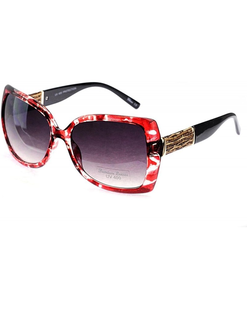 Splash Design Frame Patterned Temple Oversized Butterfly Sunglasses Red Black $6.64 Oversized