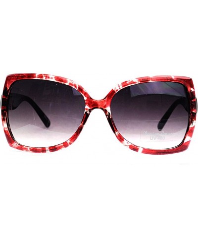 Splash Design Frame Patterned Temple Oversized Butterfly Sunglasses Red Black $6.64 Oversized