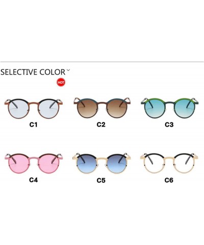 Vintage Round Women Sunglasses Fashion Men Punk Clear Ocean Lens Shades Hip Hop Punk Sun Glasses C3 $10.76 Round