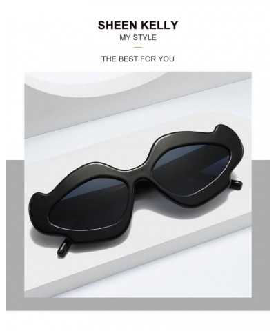 Trendy Irregular Cat Eye Sunglasses for Women Men Unique Stylish Black Shades Y2K Fashion Glasses 5 $8.54 Cat Eye