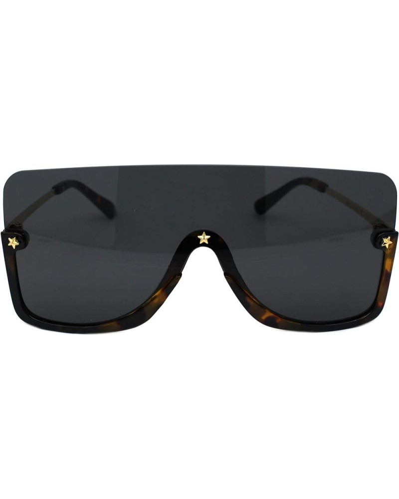 Oversized Boxy Sunglasses Womens Half Rim Shield Style Star Studs UV 400 Tortoise (Black) $9.49 Wayfarer