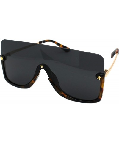 Oversized Boxy Sunglasses Womens Half Rim Shield Style Star Studs UV 400 Tortoise (Black) $9.49 Wayfarer