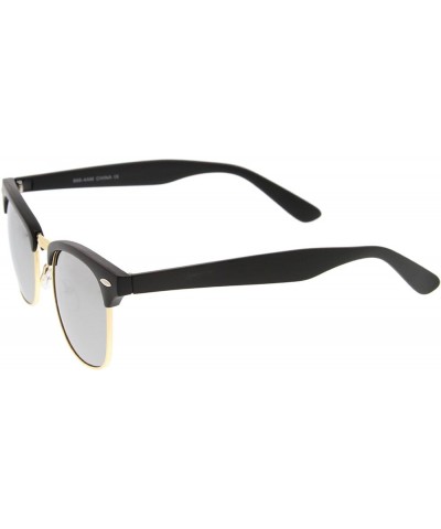 Premium Half Frame Horn Rimmed Sunglasses with Metal Rivets Matte Black-gold / Mirror $9.53 Rimless