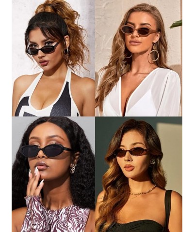 Tiny Small 90s Sunglasses for Women Men Retro Oval Tinted Glasses Black+leopard $13.19 Goggle