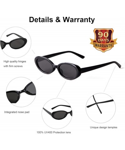 Tiny Small 90s Sunglasses for Women Men Retro Oval Tinted Glasses Black+leopard $13.19 Goggle