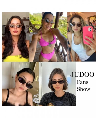 Tiny Small 90s Sunglasses for Women Men Retro Oval Tinted Glasses Black+leopard $13.19 Goggle