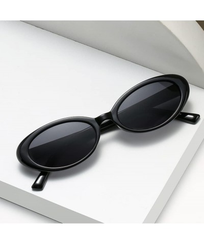 Tiny Small 90s Sunglasses for Women Men Retro Oval Tinted Glasses Black+leopard $13.19 Goggle