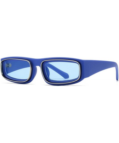 2024 Fashion Y2K Square Sunglasses Women Men Punk Sun Glasses Male Small Frame Shades UV400 Female Blue $10.25 Goggle