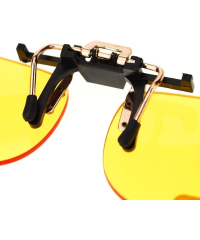 Unisex Retro 39mm x 54mm Clip On Night Driving Yellow Lens Sunglasses Copper $7.39 Rectangular