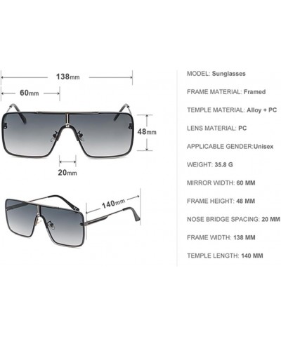 Oversized Sunglasses Men Luxury One Piece Mental Frame Square Sun Glasses For Man Vintage 1 $22.05 Square