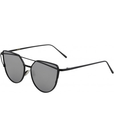 Women's 6627 B Black With Silver Mirror Lens Fashion Cateye Sunglasses $10.05 Cat Eye