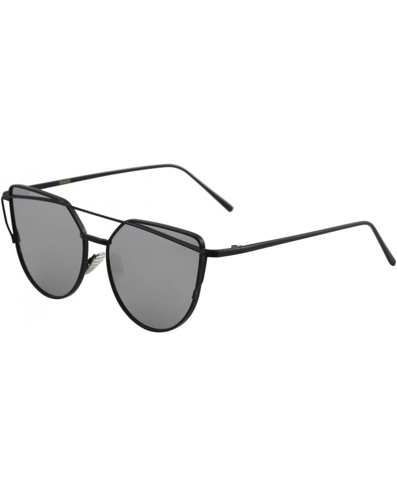 Women's 6627 B Black With Silver Mirror Lens Fashion Cateye Sunglasses $10.05 Cat Eye