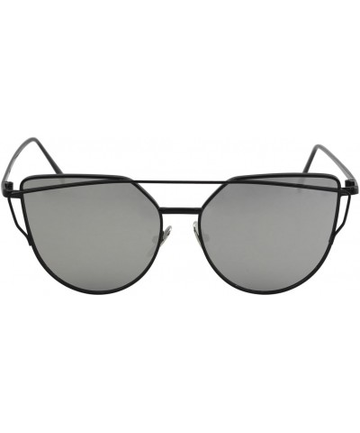 Women's 6627 B Black With Silver Mirror Lens Fashion Cateye Sunglasses $10.05 Cat Eye