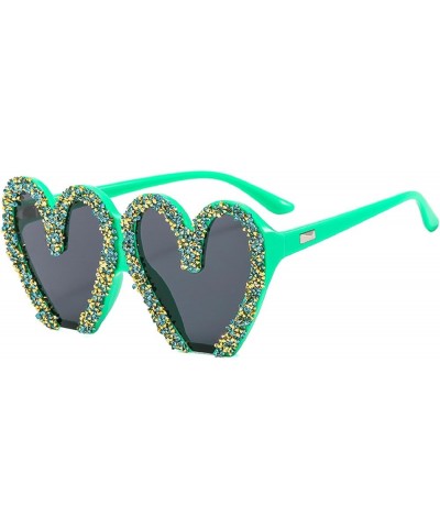 Trendy Diamond Love Heart Sunglasses for Women,Oversized Women's Cute Bling Rhinestone Sunglasses UV400 Protection Green $10....