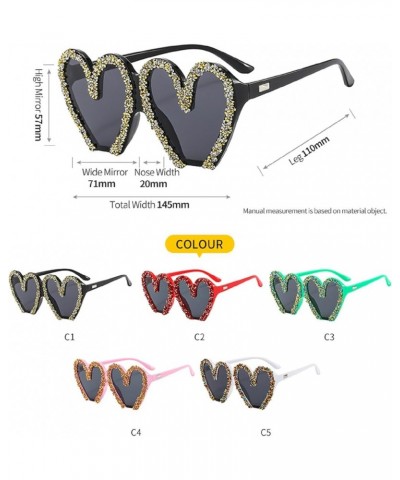 Trendy Diamond Love Heart Sunglasses for Women,Oversized Women's Cute Bling Rhinestone Sunglasses UV400 Protection Green $10....