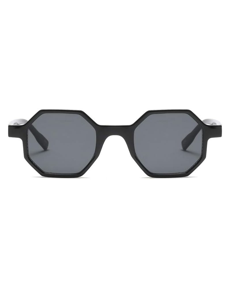 Retro Hexagon Sunglasses for Men Women Vintage Small Square Glasses Black $10.44 Hexagonal