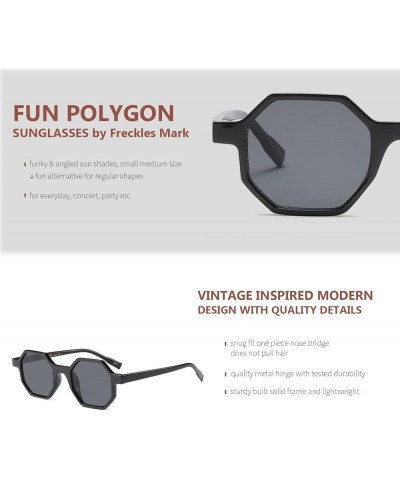 Retro Hexagon Sunglasses for Men Women Vintage Small Square Glasses Black $10.44 Hexagonal