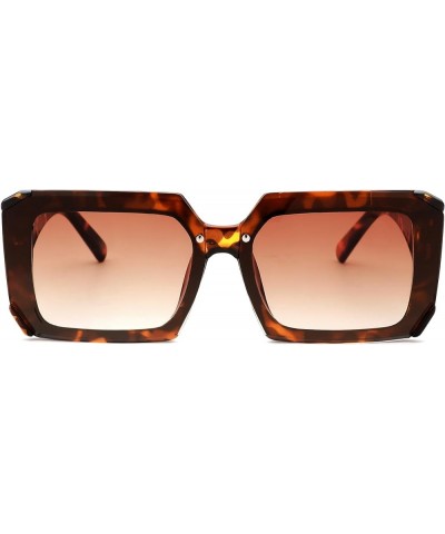 Fashion Rectangle Sunglasses for Women Trendy Retro Sun Glasses Vintage shades UV400 Protection A2-leopard/Brown Gradient $9....