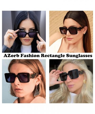 Fashion Rectangle Sunglasses for Women Trendy Retro Sun Glasses Vintage shades UV400 Protection A2-leopard/Brown Gradient $9....