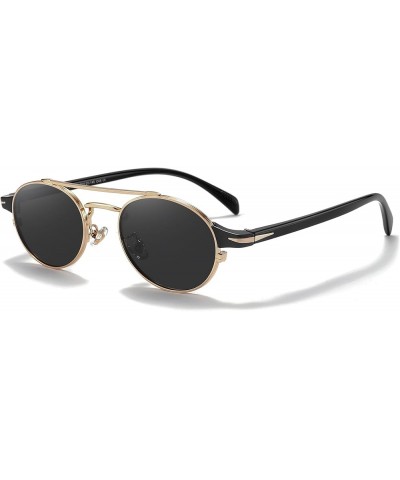 Waylon Steampunk Round Sunglasses for Men Vintage Polarized Sunglasses Oval Shades UV Protection Gold / Black $8.54 Oval