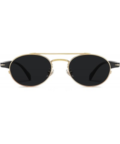 Waylon Steampunk Round Sunglasses for Men Vintage Polarized Sunglasses Oval Shades UV Protection Gold / Black $8.54 Oval