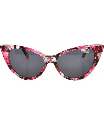 Retro Women's Cat Eye Vintage Sunglasses Smoke Lens 12 PCS Wholesale Smoke Lens / Floral Black & Red $18.59 Cat Eye