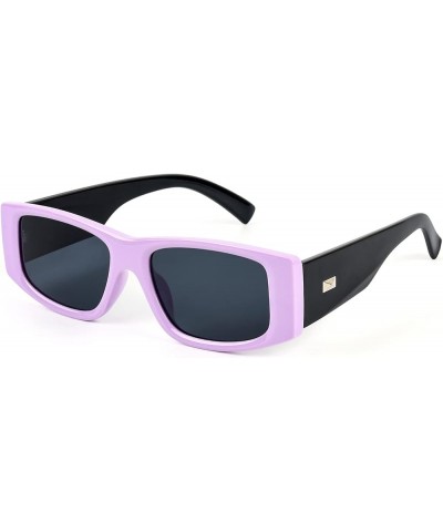 Retro Rectangle Oval Lenses UV400 Sunglasses for Women Men Narrow Thin Square Frame Sun Glasses Vintage Shades Styleb-purple ...