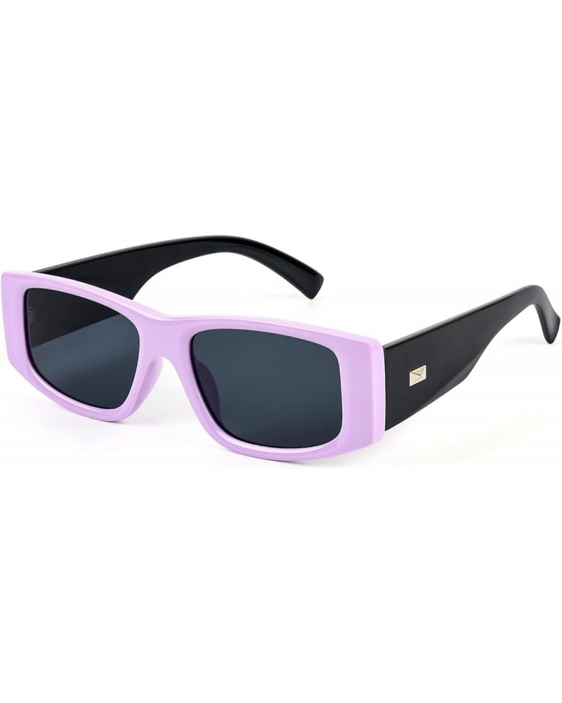 Retro Rectangle Oval Lenses UV400 Sunglasses for Women Men Narrow Thin Square Frame Sun Glasses Vintage Shades Styleb-purple ...