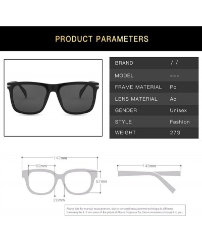 Square Frame Fashionable Decorative Sunglasses for Men and Women (Color : G, Size : 1) 1 C $16.00 Designer