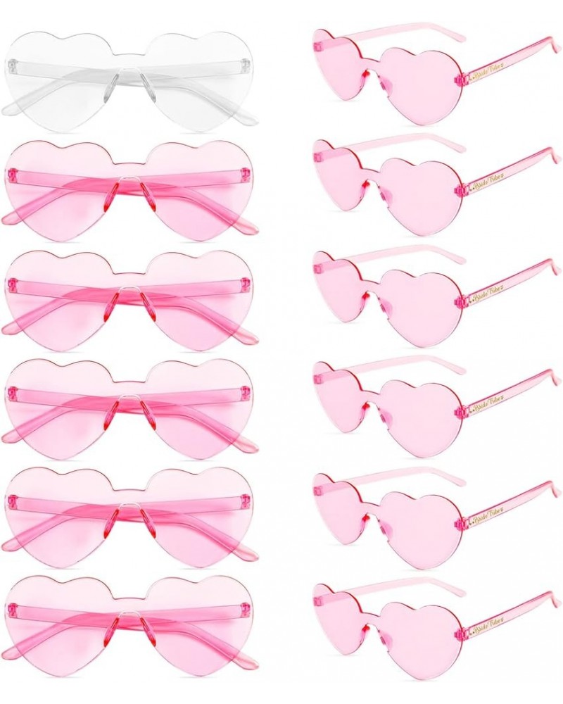 12 Pack Heart Sunglasses Bachelorette Party Rimless Bride Glasses Bridal Shower Favors Bride Tribe Wedding Supplies Pink $10....