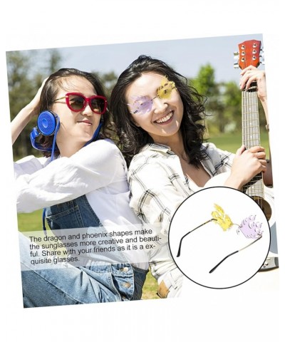 2 Pcs Sunglasses Clear Glasses Photo Gift Adulting Gifts Fire Fire Sunglasses Dragon and Phoenix Purple，yellowx2pcs $12.26 De...