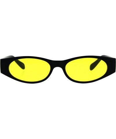 Womens Super Slim Sunglasses Black Oval Frame Modern Style Shades Color Lens Black yellow $7.98 Oval