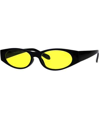 Womens Super Slim Sunglasses Black Oval Frame Modern Style Shades Color Lens Black yellow $7.98 Oval