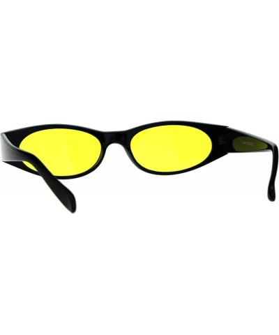 Womens Super Slim Sunglasses Black Oval Frame Modern Style Shades Color Lens Black yellow $7.98 Oval