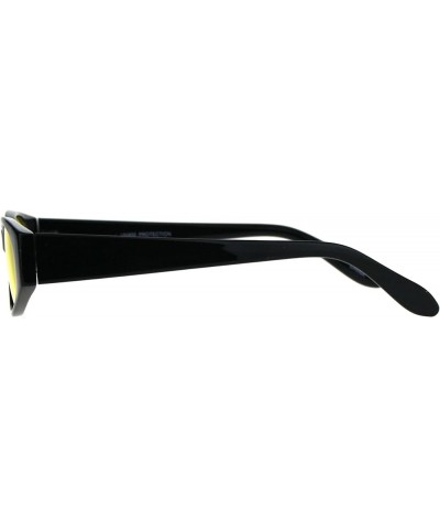 Womens Super Slim Sunglasses Black Oval Frame Modern Style Shades Color Lens Black yellow $7.98 Oval