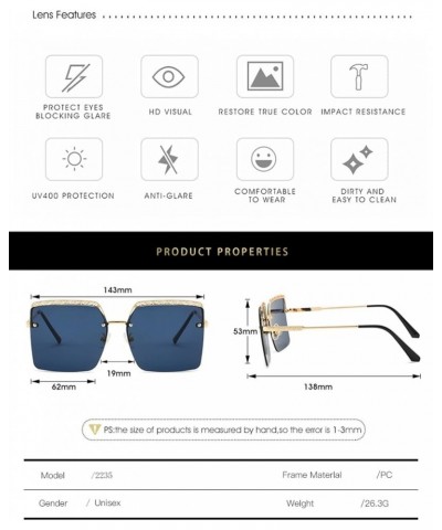 Frameless Fashion Square Men and Women Sunglasses Outdoor Vacation Beach Decoration (Color : A, Size : Medium) Medium B $16.3...