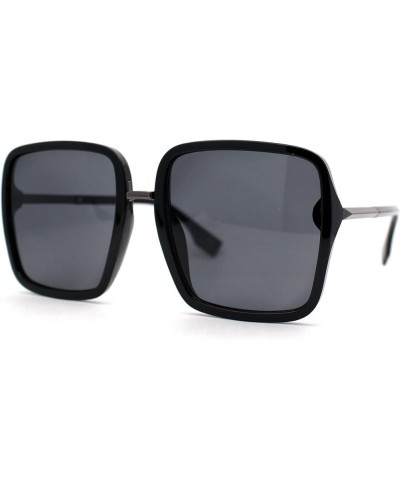 Womens Oversize Rectangle Designer Butterfly Sunglasses All Black $10.41 Oversized