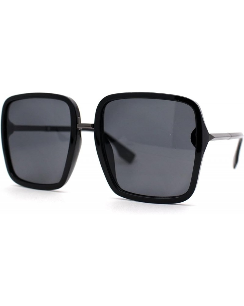 Womens Oversize Rectangle Designer Butterfly Sunglasses All Black $10.41 Oversized