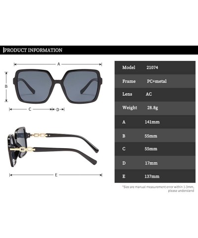 Large Frame Men and Women Square Metal Sunglasses Outdoor Holiday Street Shooting Decoration Glasses Gift (Color : C, Size : ...