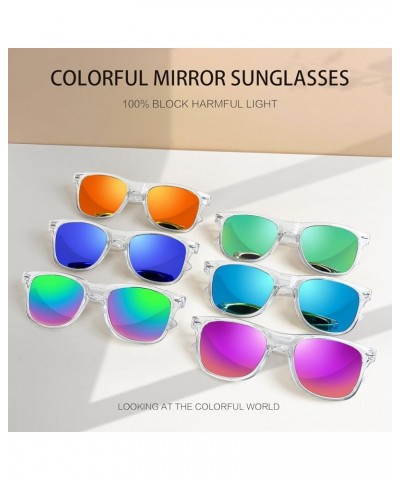 10/20 Pack Neon Sunglasses for Women Men Bulk, Wholesale 80s Retro Clear Frame Mirror Party Sunglasses Adult Unxies Gold 10 P...