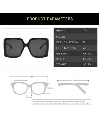 Fashion Large Frame Square Sunglasses Retro Men and Women Decorative Sunglasses (Color : A, Size : 1) 1 B $15.16 Designer