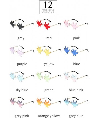 Bat Shape Sunglasses for Women Men Rimless Irregular Eyewear Retro rave Party halloween Bat Sun Glasses Blue&pink $10.77 Rimless